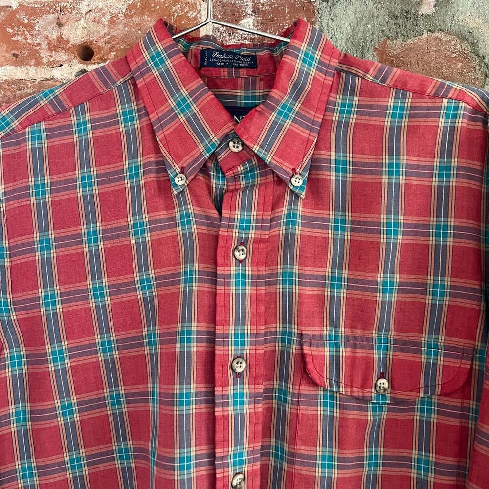 VTG GANT Men's Foxhunt Plaid Paper Thin LS Shirt M 21x28